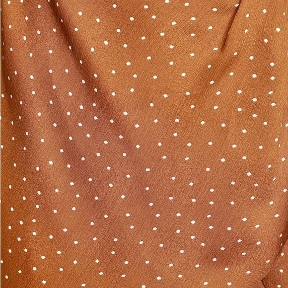 Lulus Missy Rust Orange Polka Dot Satin Knotted Front Mini Dress Size Small - Picture 7 of 14